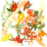 Blüten, 1999, Aquarell, 15x15 cm