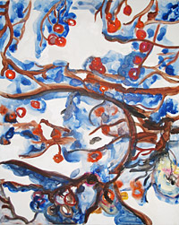 Geäst im Schnee 4, 2006, Acryl/Leinen, 100x80 cm