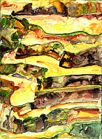 Reisfelder - Bali, 1995, Aquarell, 85x61,5 cm