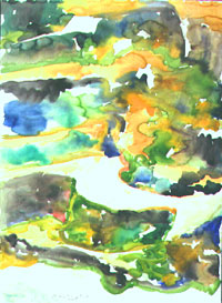 Reisfelder - Bali, 1996, Aquarell, 85x61,5 cm