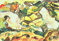 Landschaft - Bali, 1995, Aquarell, 61,5x85 cm