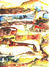 Reisfelder, 1995, Aquarell, 85x61,5 cm