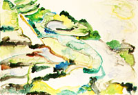 Reisterrassen, 1995, Aquarell, 61,5x85 cm