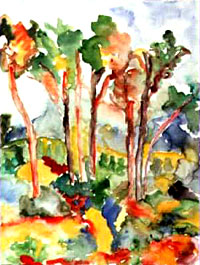 Windbäume, 1994, Aquarell, 64x48 cm