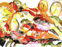Menschenlandschaft, 1994, Aquarell, 48x64 cm
