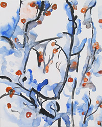 Geäst im Schnee 3, 2006, Acryl/Leinen, 100x80 cm